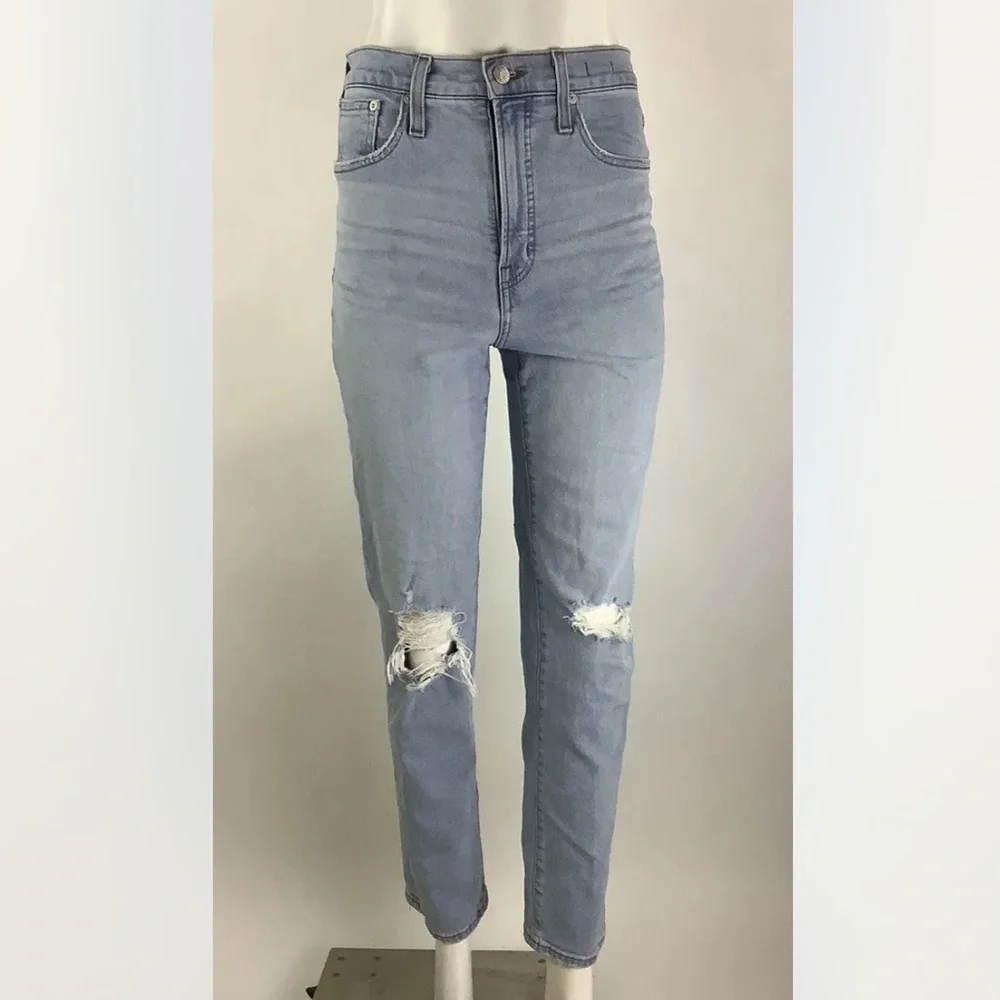 Madewell Sz 26 The Perfect Vintage Straight Jeans In Light Wash Blue Cotton